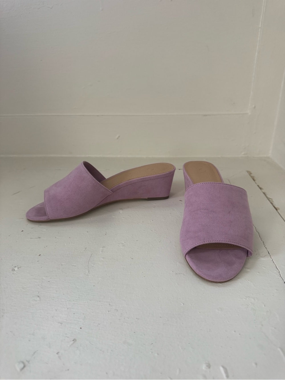 LOFT Lilac Suede Open-Toe Slide Mules